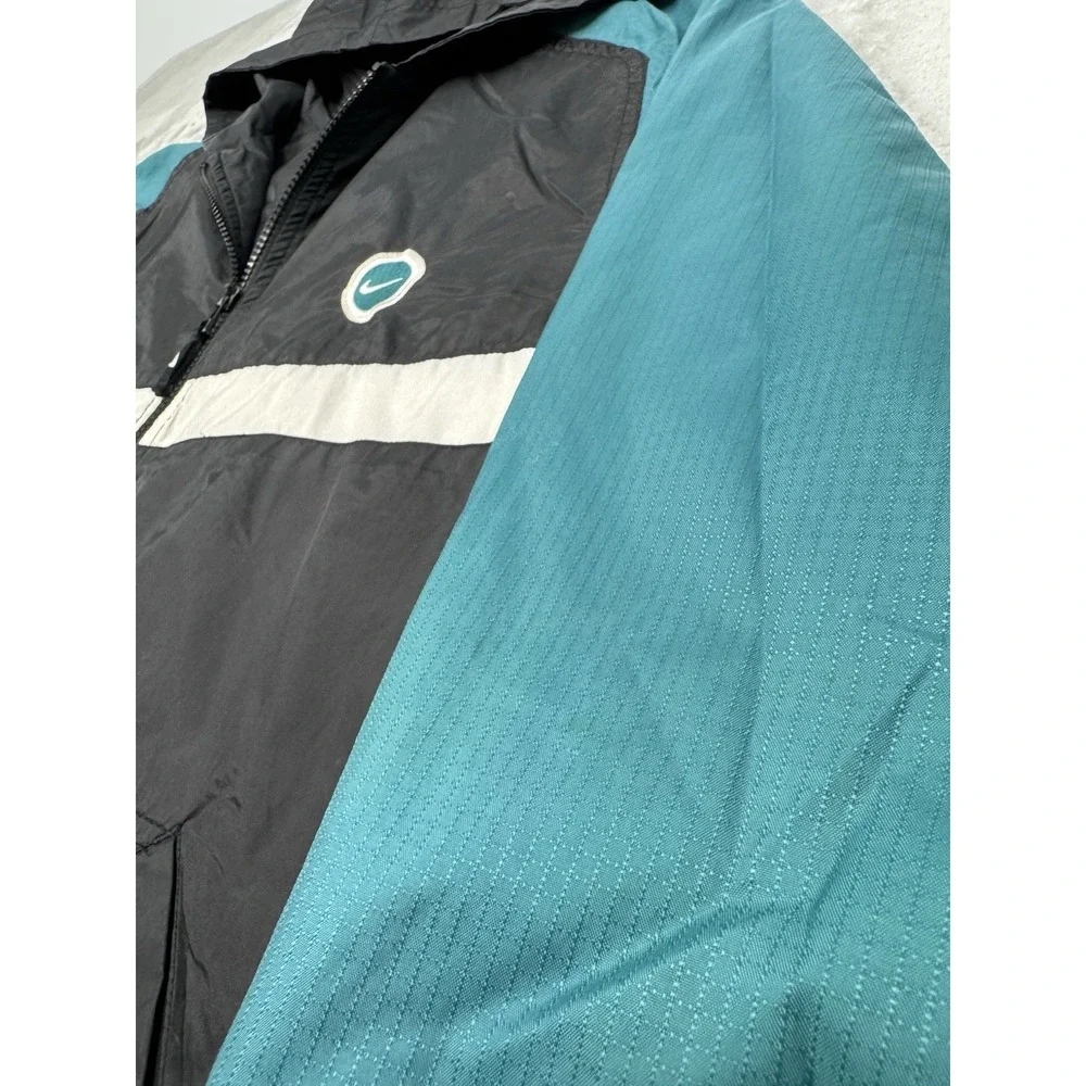 Vintage Nike Jacket Youth Large 14-16 Green Windbreaker Center Swoosh 90s Y2K